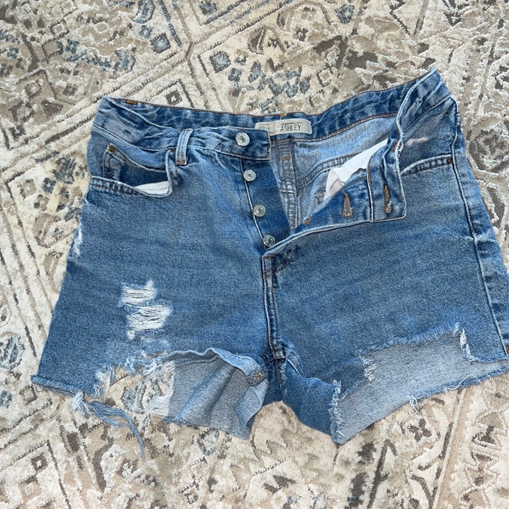 Topshop Distressed Denim Shorts